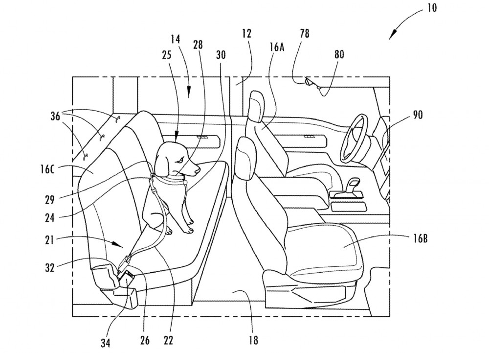 Ford патентова ограничители за домашни любимци за автомобили