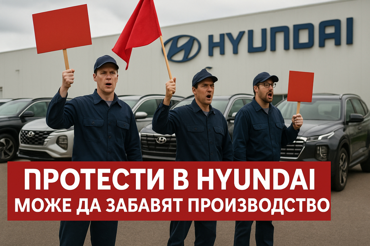 Стачна вълна в Hyundai: работниците искат по-високи заплати и по-кратка седмица Стачна вълна в Hyundai: работниците искат по-високи заплати и по-кратка седмица